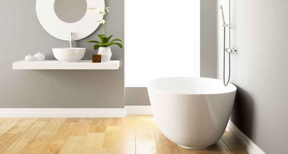 salle de bain minimaliste blanche et grise