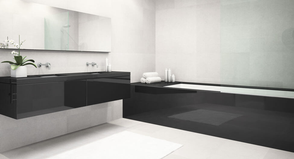 recouvrement bain - salle de bain minimaliste noire